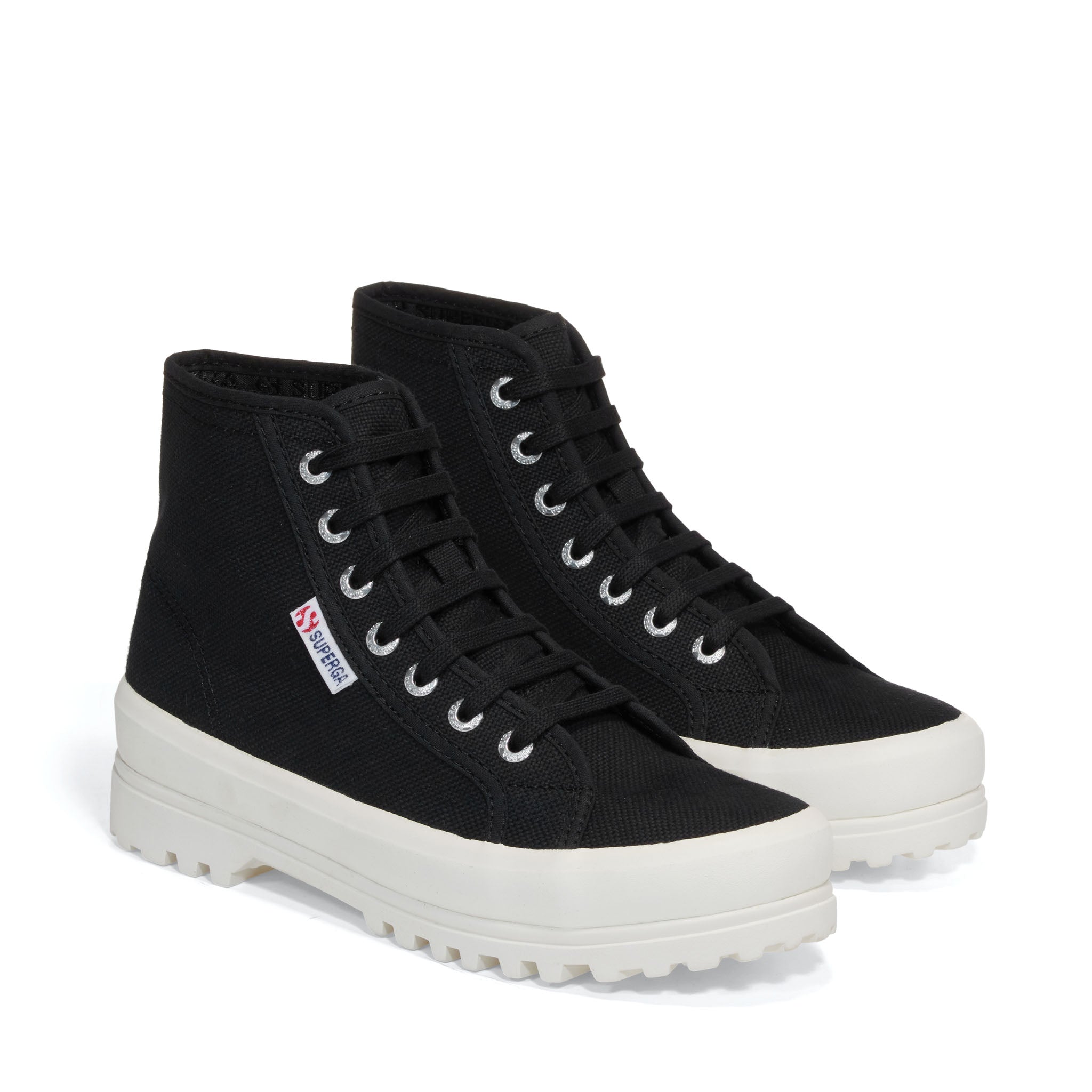 Superga 2341 Alpina Sneakers - Black. Front view.