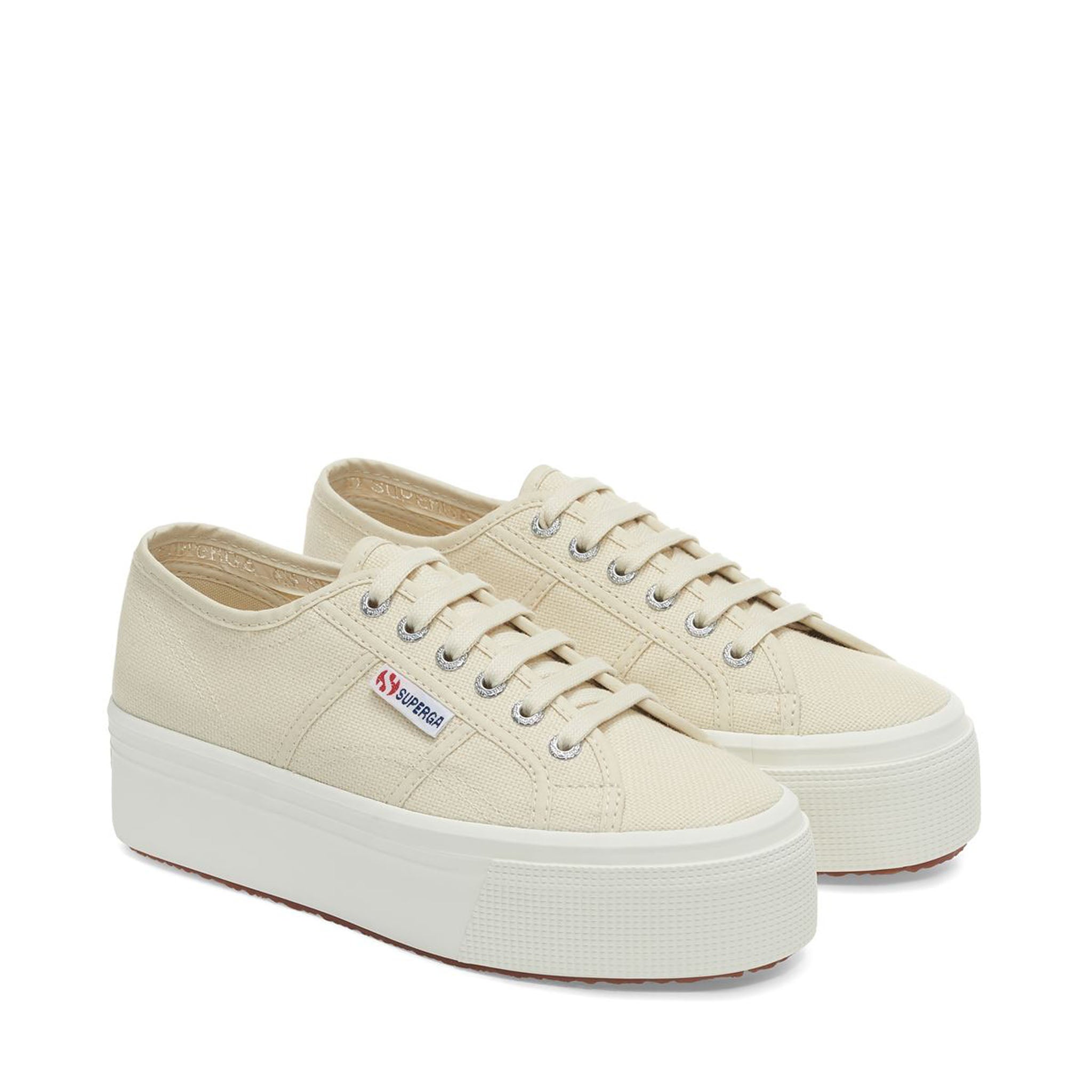 Superga 2790 Platform Sneakers - Beige. Front view.