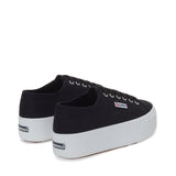 Superga 2790 Platform Sneakers - Black White. Back view.