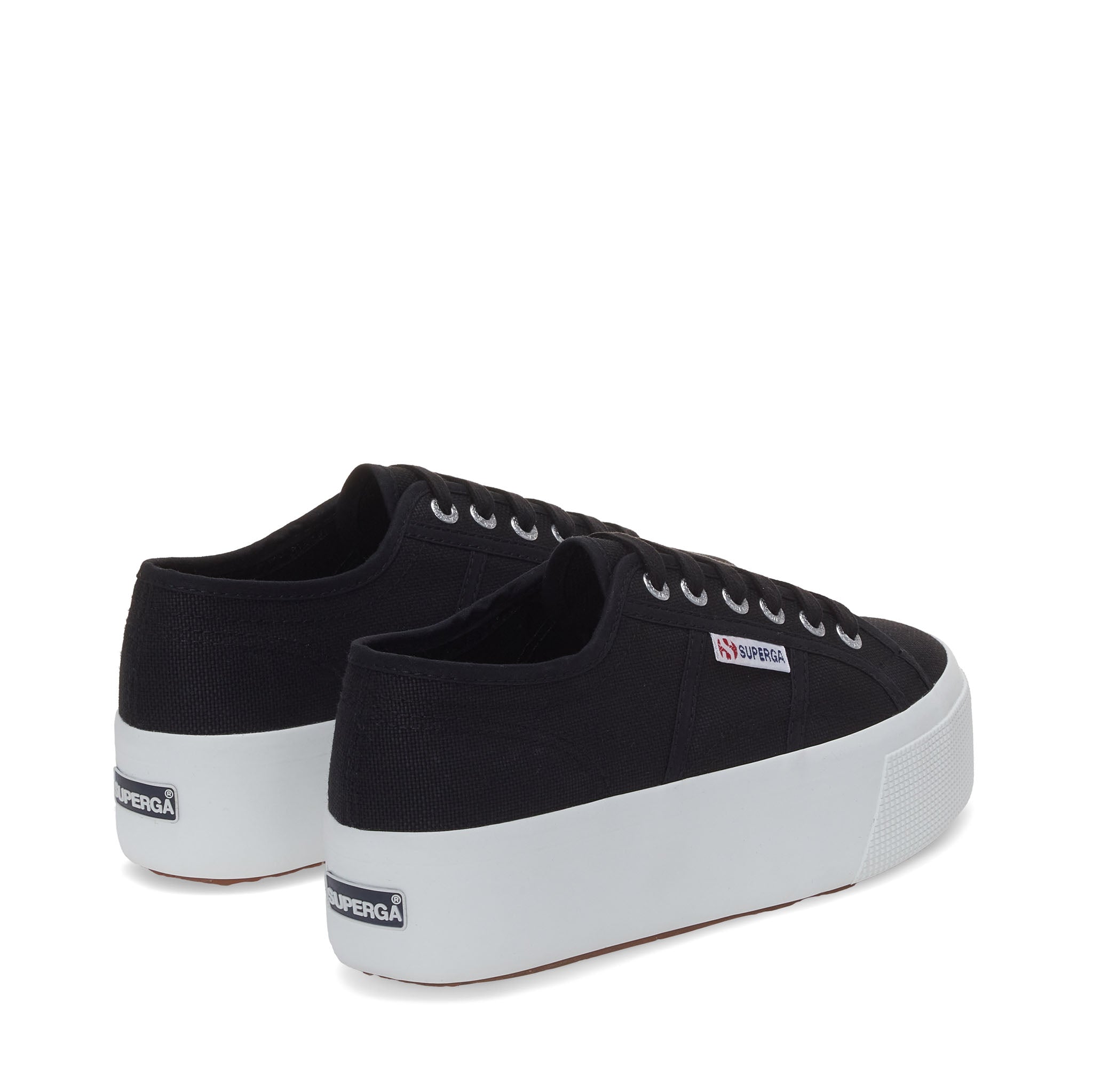 Superga 2790 Platform Sneakers - Black White. Back view.