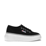 Superga 2287 Bubble Line Sneakers - Black White. Side view.