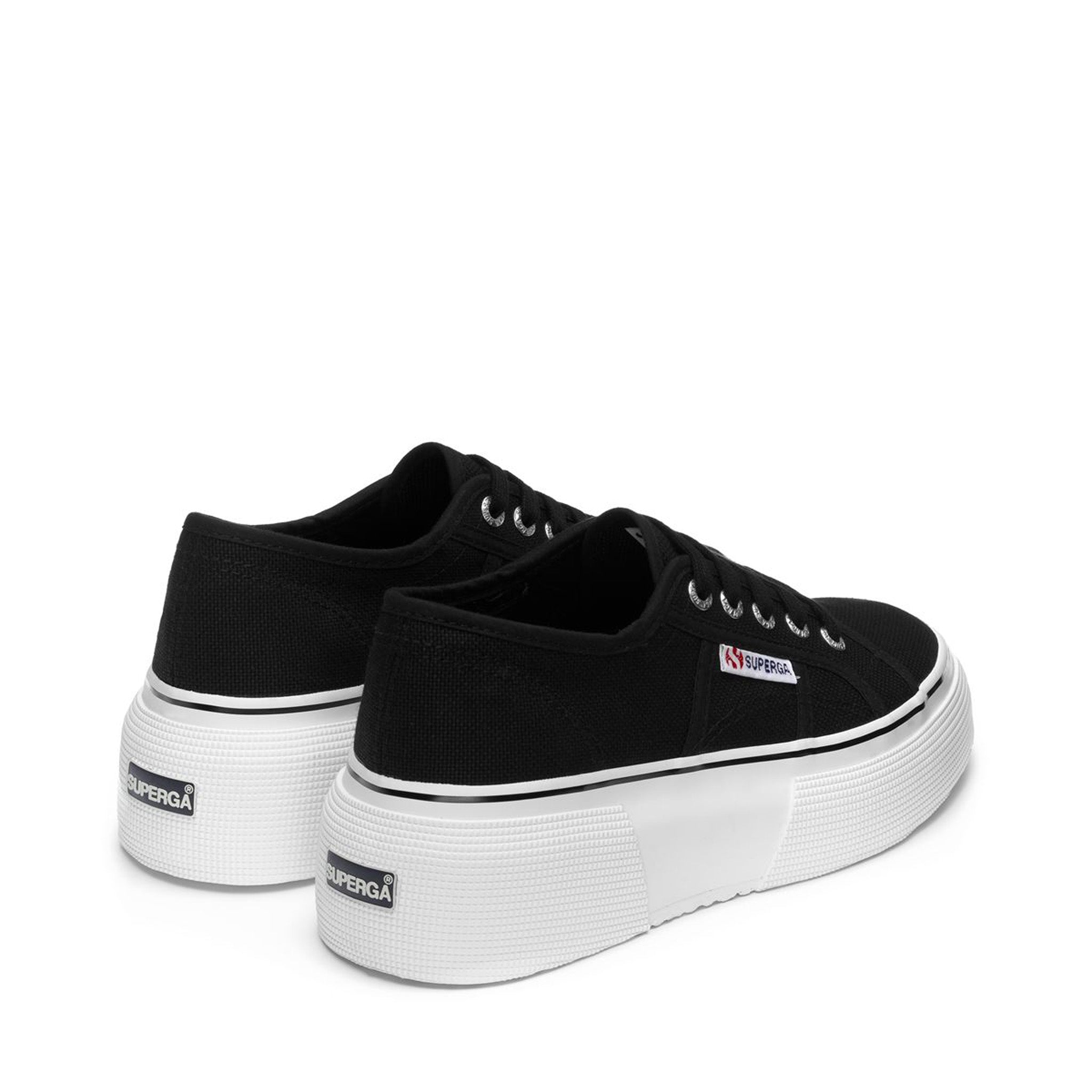 Superga 2287 Bubble Line Sneakers - Black White. Back view.