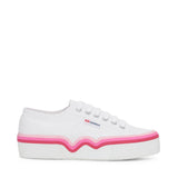 Superga 2740 Liquify Stripes Sneakers - White Shaded Pink. Side view.