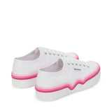 Superga 2740 Liquify Stripes Sneakers - White Shaded Pink. Back view.