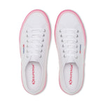 Superga 2740 Liquify Stripes Sneakers - White Shaded Pink. Top view.