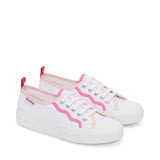 Superga 2750 Curly Bindings Sneakers - White Shaded Pink. Front view.