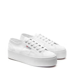 Superga 2790 Platform Sneakers - White. Front view.