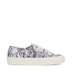 Superga 2750 Print Sneakers - White Avorio Navy Snake. Side view.