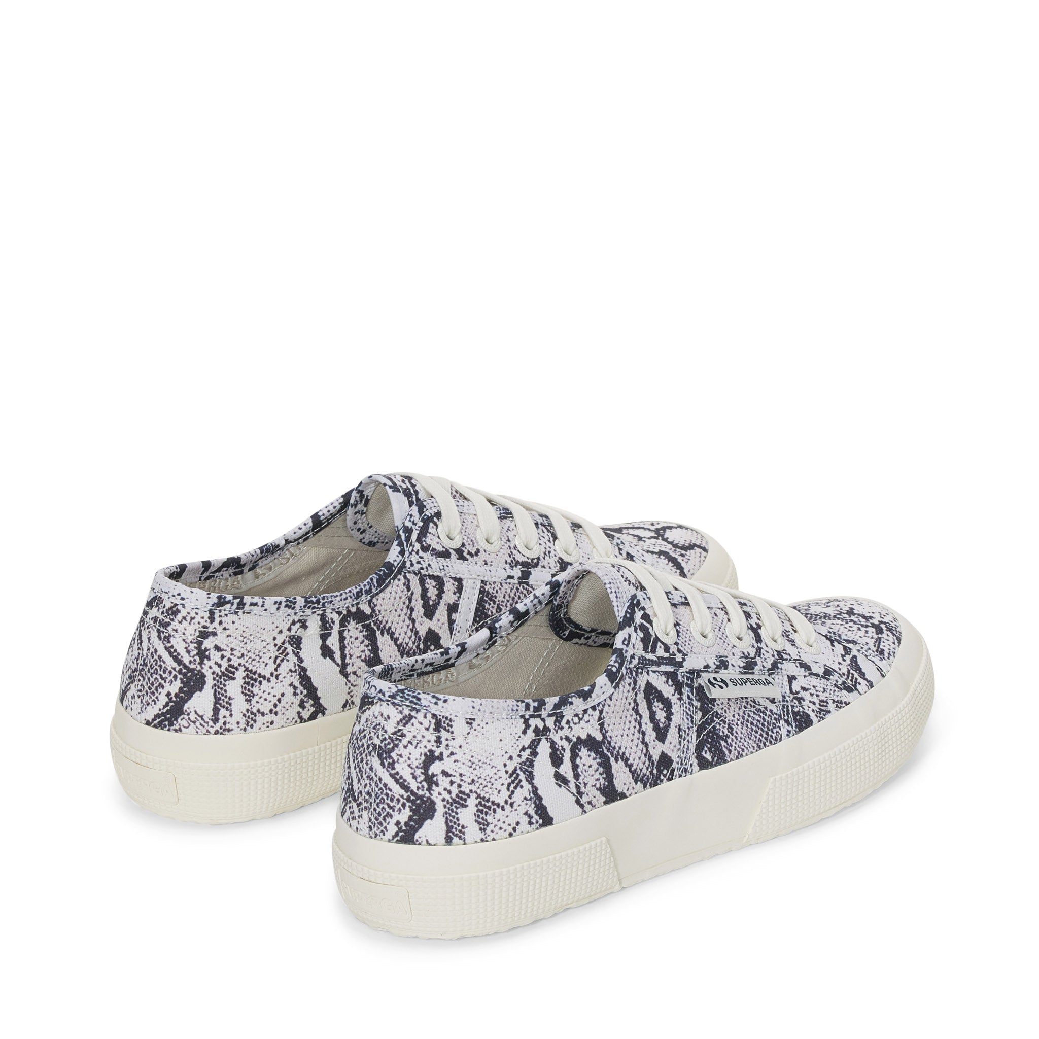 Superga 2750 Print Sneakers - White Avorio Navy Snake. Back view.