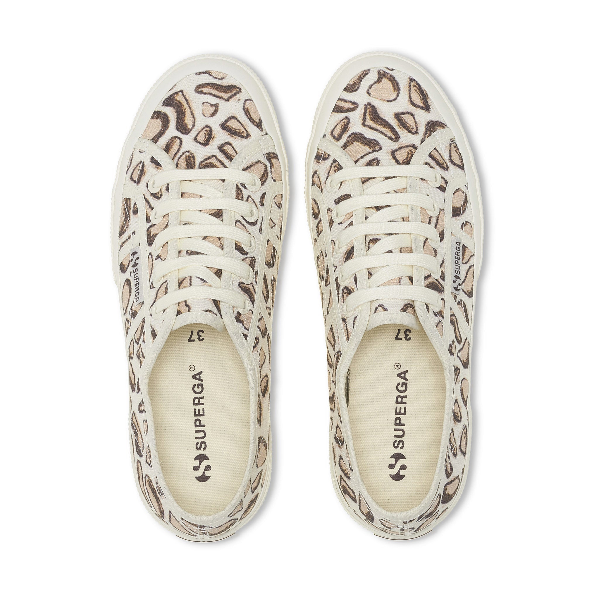 Superga 2750 Giraffa Print Sneakers - Beige Natural Giraffa Print. Top view.