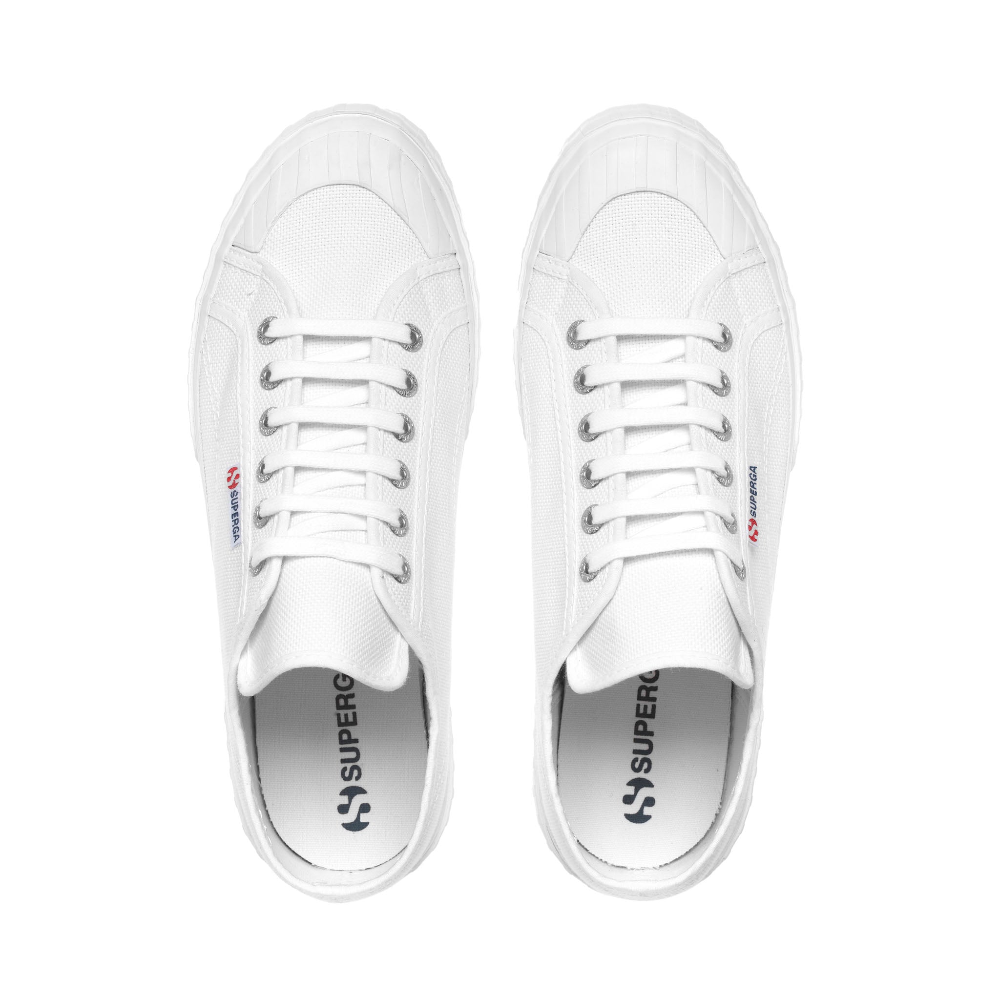Superga 2630 Stripe Sneakers in White. Top view.
