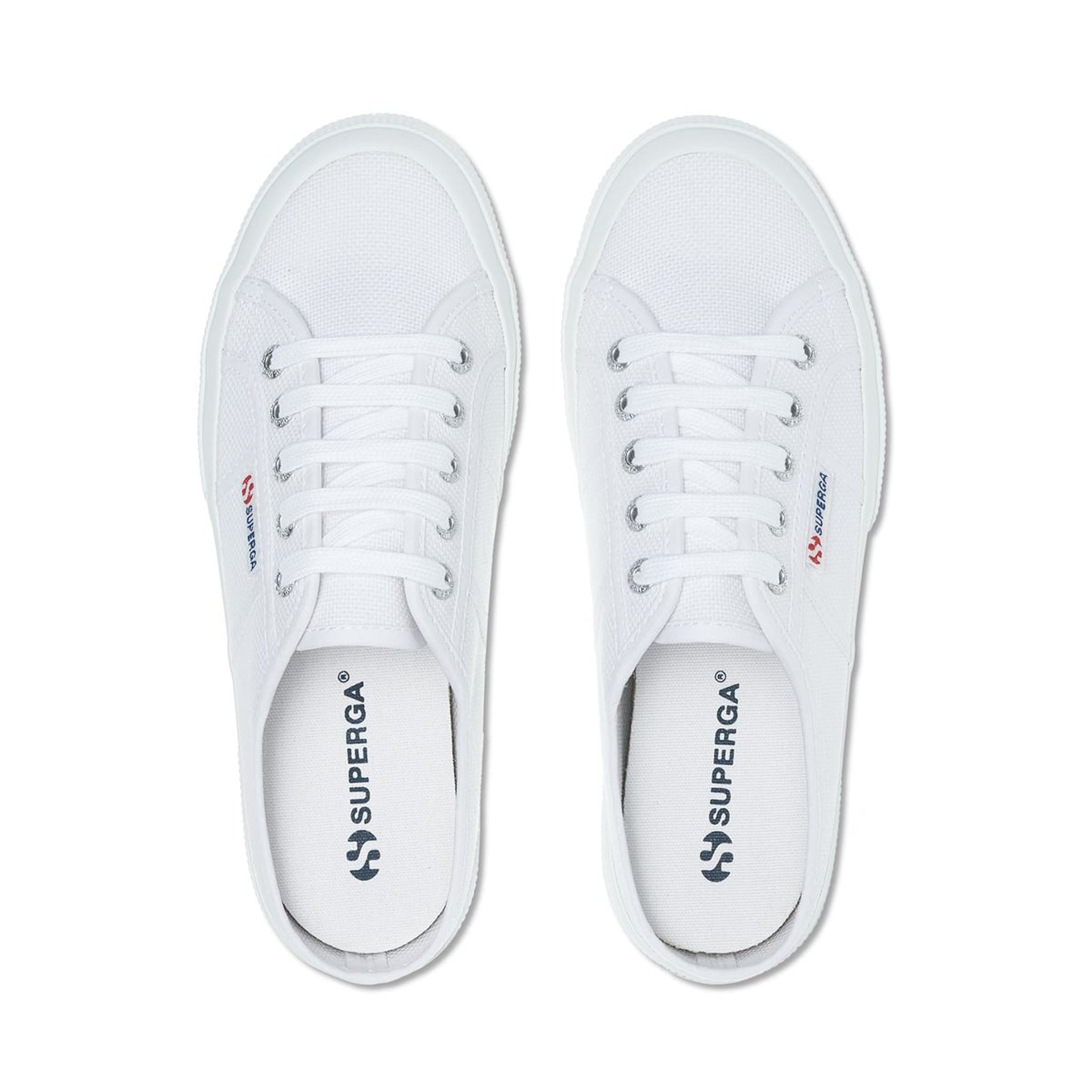 Superga 2402 Mule Sneakers - White. Top view.