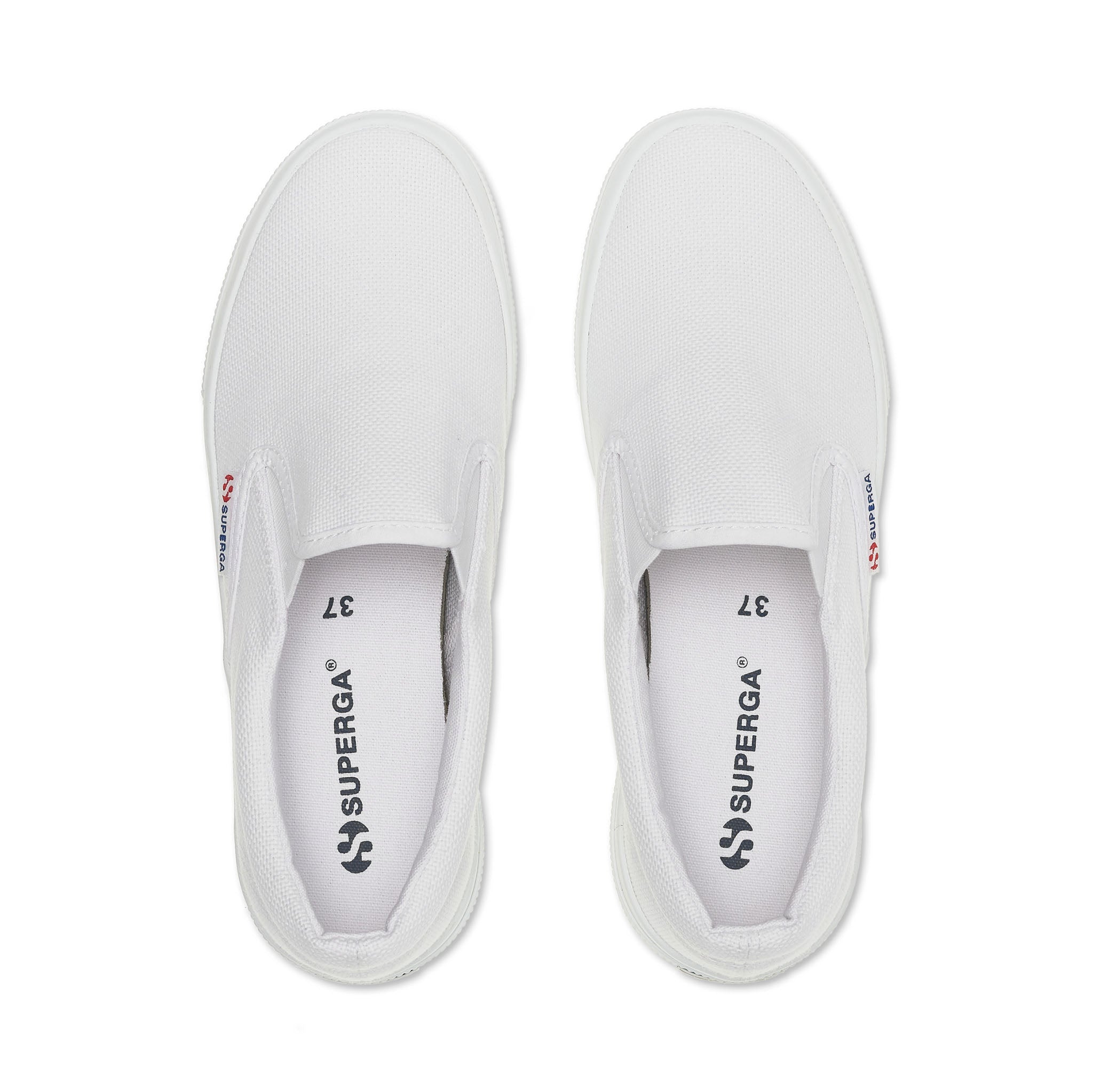 Superga 2740 Platform Slip-on Sneakers - White. Top view.