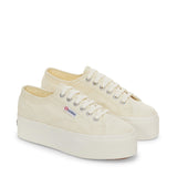 Superga 2790 Platform Sneakers - Beige Natural Avorio. Front view.